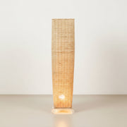 Natural Rattan Floor Lamp – 90cm Tall Decorative Standing Light with Bottom Side Bulb & Warm Upward Glow