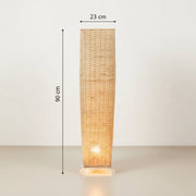 Natural Rattan Floor Lamp – 90cm Tall Decorative Standing Light with Bottom Side Bulb & Warm Upward Glow