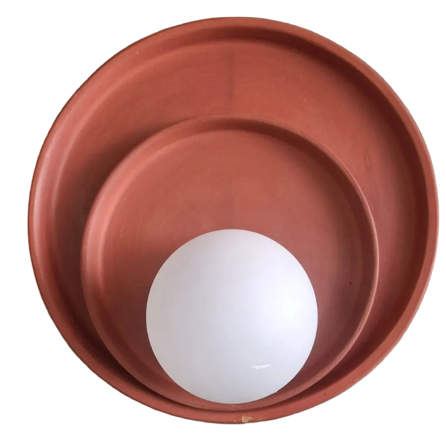 Handcrafted Terracotta Nesting Wall Sconce – Modern Minimalist Asymmetric Design with G9 LED Glow