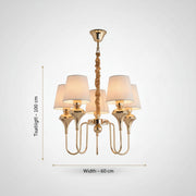 Luxury Champagne Gold 5-Light Chandelier with Fabric Shades | Modern Classic Ceiling Hanging Light for Dining & Living Room