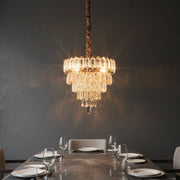 Luxury Gold Crystal Tier Chandelier | Modern Decorative Hanging Ceiling Light for Living & Dining Room