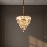 Luxury Gold Crystal Tier Chandelier | Modern Decorative Hanging Ceiling Light for Living & Dining Room