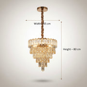 Luxury Gold Crystal Tier Chandelier | Modern Decorative Hanging Ceiling Light for Living & Dining Room