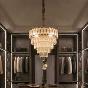 Luxury Gold Crystal Tier Chandelier | Modern Decorative Hanging Ceiling Light for Living & Dining Room