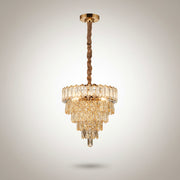 Luxury Gold Crystal Tier Chandelier | Modern Decorative Hanging Ceiling Light for Living & Dining Room
