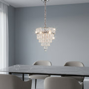 Luxury Silver Crystal 3-Color Chandelier | Modern Chrome Tier Hanging Ceiling Light for Living & Dining Room