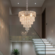Luxury Silver Crystal 3-Color Chandelier | Modern Chrome Tier Hanging Ceiling Light for Living & Dining Room
