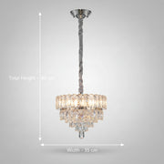Luxury Silver Clear Crystal Tier Chandelier | Modern Chrome Hanging Ceiling Light for Living & Dining Room