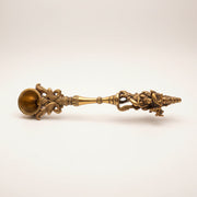 Handcrafted Antique Brass Kapoor Aarti Holder with Deity Handle | Traditional Pooja Camphor Spoon | Spiritual Ritual Décor