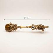 Handcrafted Antique Brass Kapoor Aarti Holder with Deity Handle | Traditional Pooja Camphor Spoon | Spiritual Ritual Décor