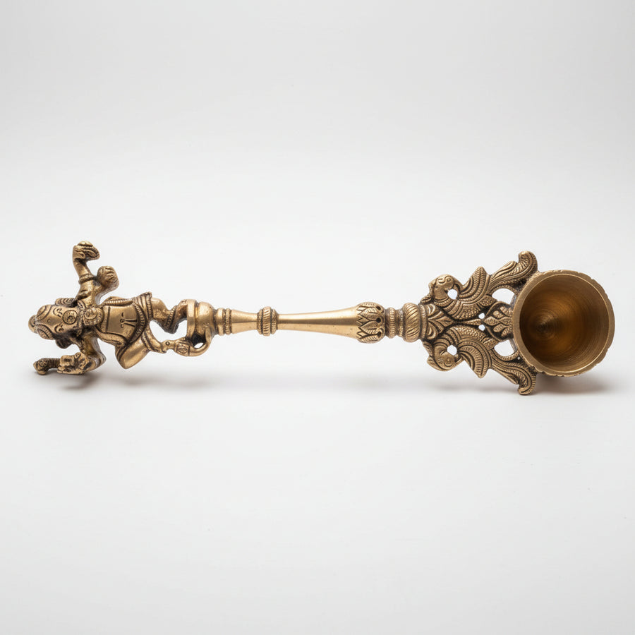 Traditional Handcrafted Brass Kapoor Aarti Holder | Antique Finish Camphor Burning Spoon | Pooja Ritual Accessory
