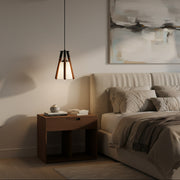 Modern Wooden Tripod Hanging Pendant Light with White Glass Shade
