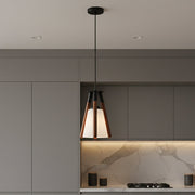 Modern Wooden Tripod Hanging Pendant Light with White Glass Shade