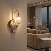 Luxury Crystal Wall Light with Sunburst Metal Design – Champagne Gold Finish (E14 Bulb Holder)