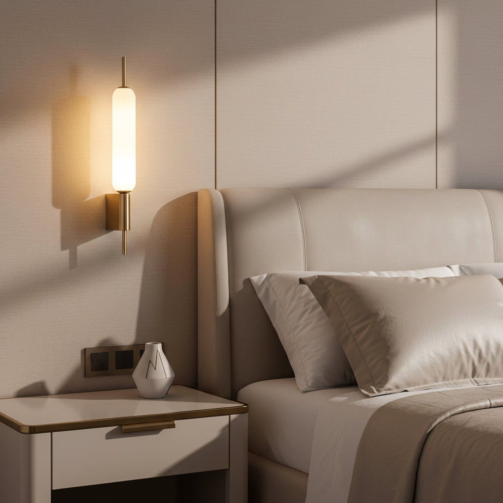 Modern Gold Capsule Wall Light with Frosted Glass | 3 Color LED Designer Wall Lamp