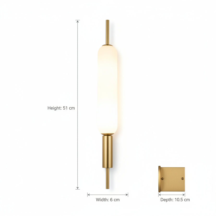 Modern Gold Capsule Wall Light with Frosted Glass | 3 Color LED Designer Wall Lamp