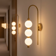 Modern 3 Globe LED Wall Light | Gold Finish Vanity Wall Lamp with Frosted Glass