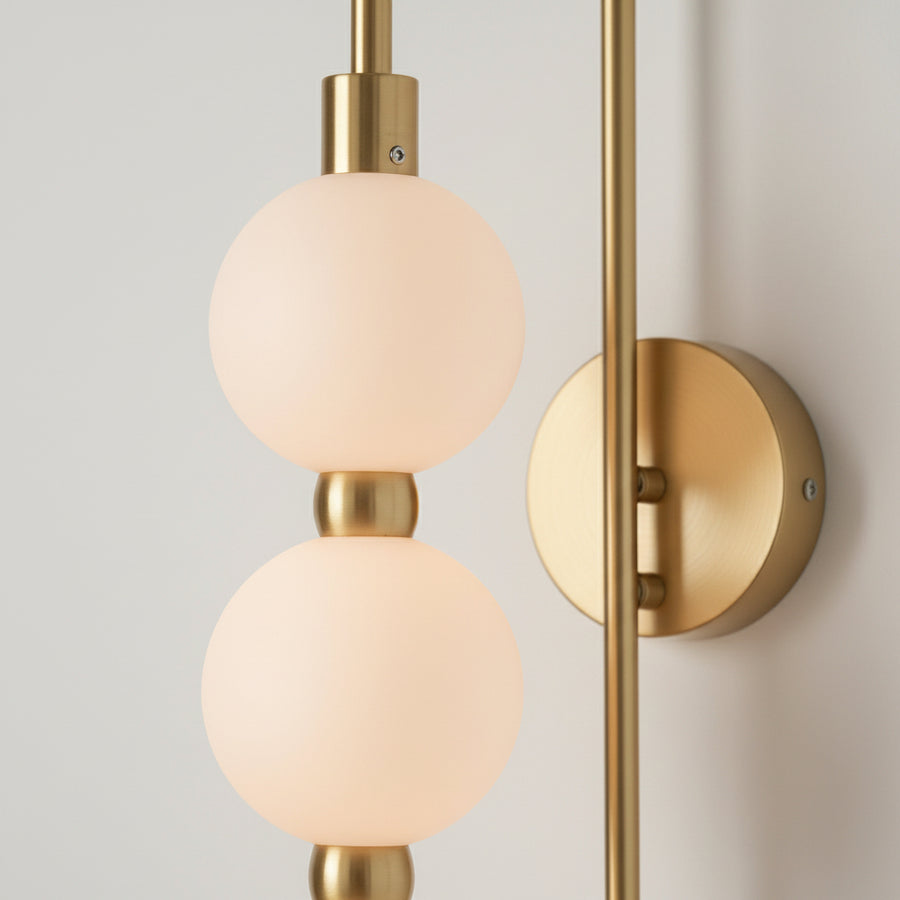 Modern 3 Globe LED Wall Light | Gold Finish Vanity Wall Lamp with Frosted Glass