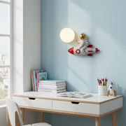 Astronaut Rocket Wall Light with Moon Globe | Kids Room Lamp (G9)