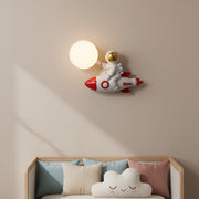 Astronaut Rocket Wall Light with Moon Globe | Kids Room Lamp (G9)