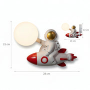 Astronaut Rocket Wall Light with Moon Globe | Kids Room Lamp (G9)
