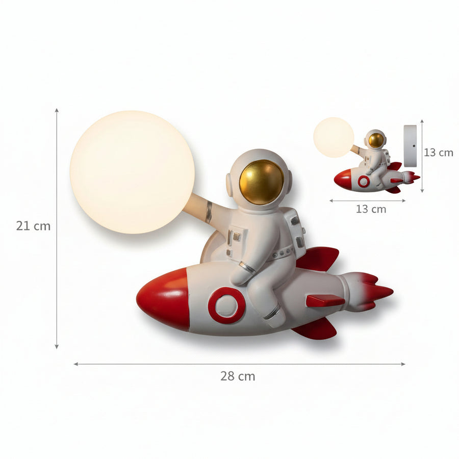 Astronaut Rocket Wall Light with Moon Globe | Kids Room Lamp (G9)