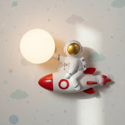 Astronaut Rocket Wall Light with Moon Globe | Kids Room Lamp (G9)