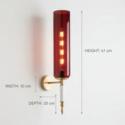 Luxury Red Glass Wall Light with LED Filament | Modern Brass Finish Wall Sconce
