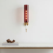 Luxury Red Glass Wall Light with LED Filament | Modern Brass Finish Wall Sconce