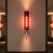 Luxury Red Glass Wall Light with LED Filament | Modern Brass Finish Wall Sconce