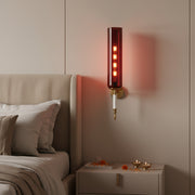 Luxury Red Glass Wall Light with LED Filament | Modern Brass Finish Wall Sconce