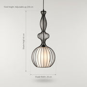 Designer Cage Pendant Light | Metal Frame Hanging Lamp | Adjustable Height Ceiling Light