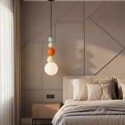 Modern Colorful Glass Pendant Light | Stacked Globe Hanging Lamp | Adjustable Height Ceiling Light