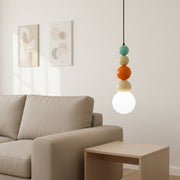Modern Colorful Glass Pendant Light | Stacked Globe Hanging Lamp | Adjustable Height Ceiling Light