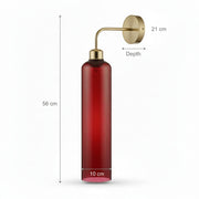 Modern Brass Wall Light with T30 Tube Bulb | Cylindrical Glass Designer Sconce | H56 × W10 × D21 cm | Warm Ambient Lighting