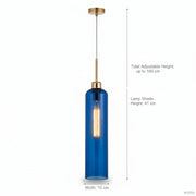 Modern Glass Pendant Light with Gold Finish & T30 Bulb | Adjustable Hanging Ceiling Light (41 cm Shade)