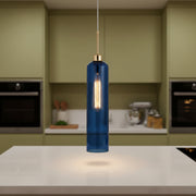 Modern Glass Pendant Light with Gold Finish & T30 Bulb | Adjustable Hanging Ceiling Light (41 cm Shade)