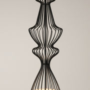 Metal modern black cage Pendant Light with Frosted Diffuser | Sculptural Hanging Lamp