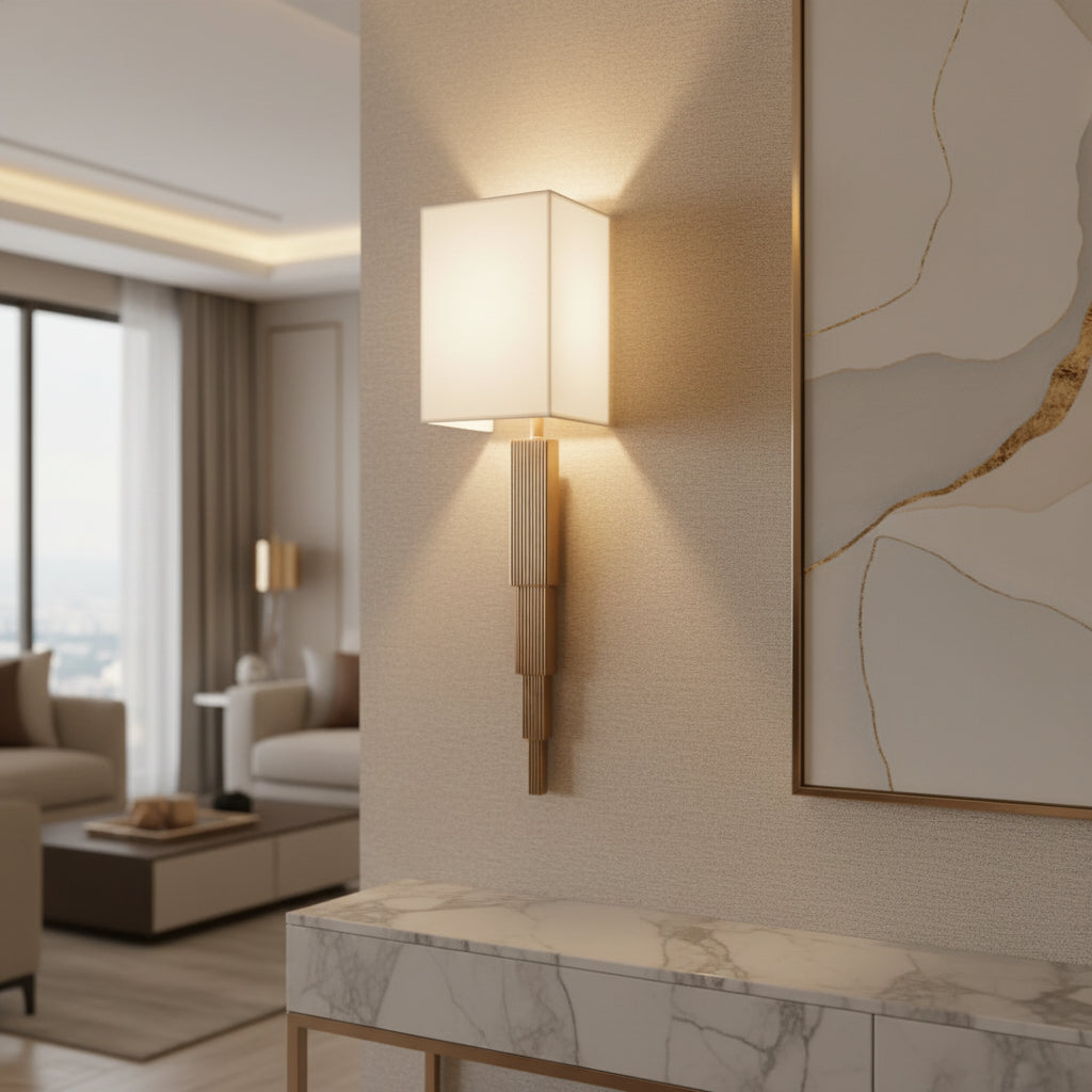 Coral Tree Luxury Ribbed Wall Light | Modern Fabric Shade Wall Lamp