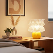 Coral Tree Modern Designer Table Lamp with Artistic Wavy Shade, E27 Bulb Holder, Decorative Yellow Ribbed Base & Inline ON/OFF Switch