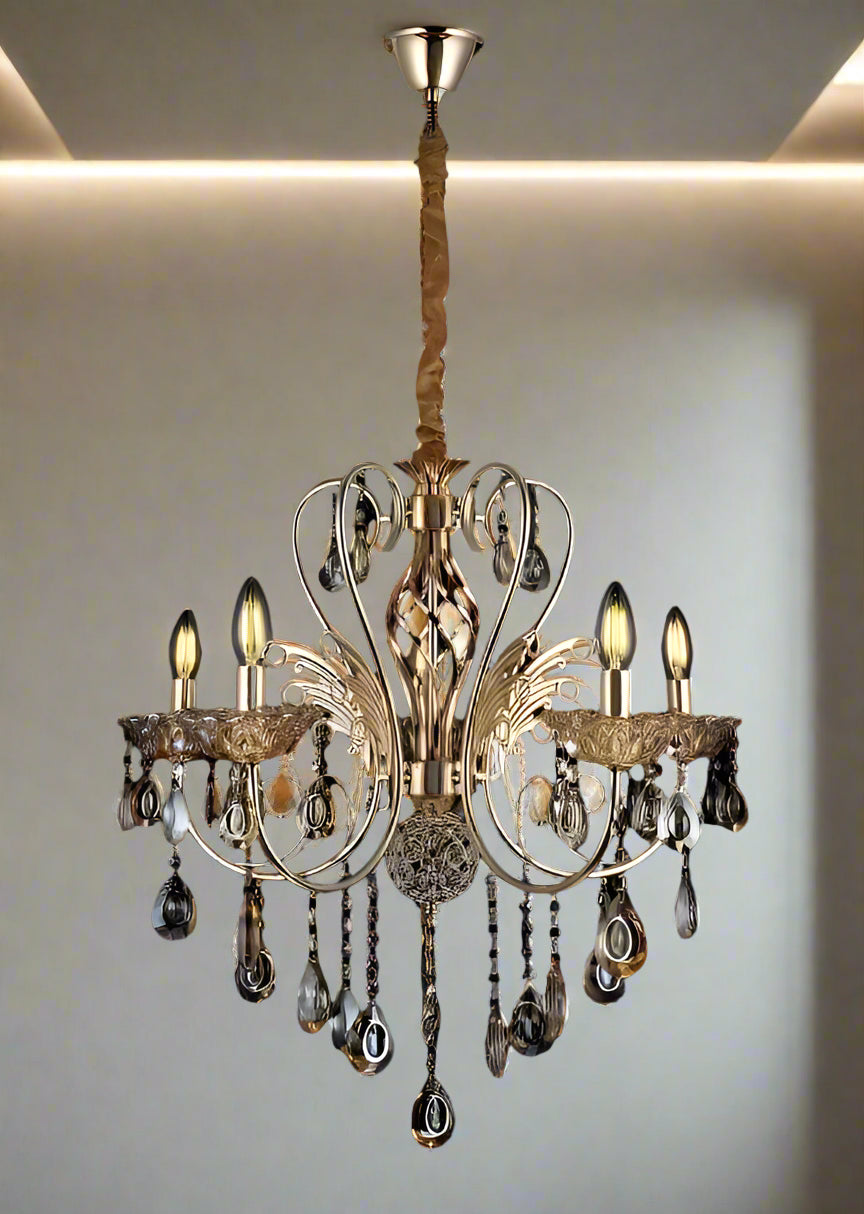 Gold Crystal Ceiling Light, Elegant Crystal & Metal Design