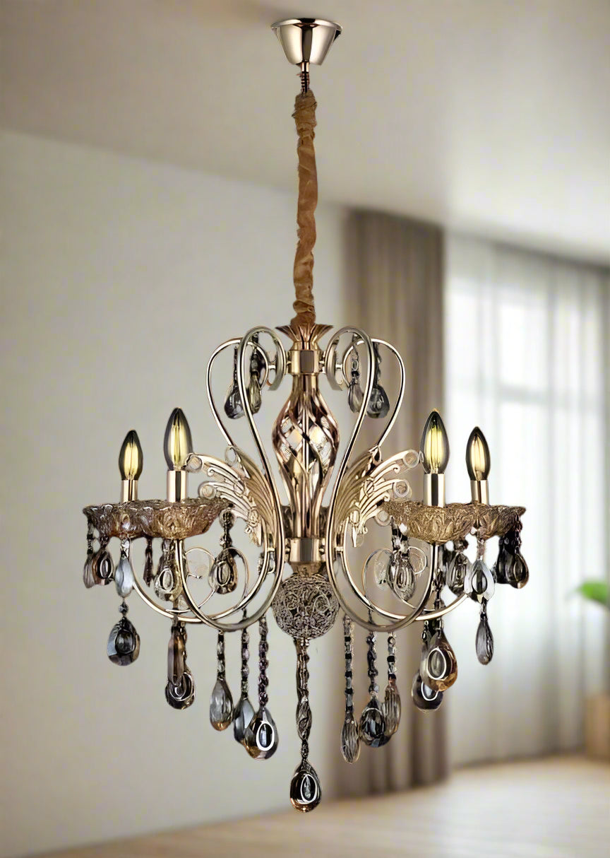 Gold Crystal Ceiling Light, Elegant Crystal & Metal Design