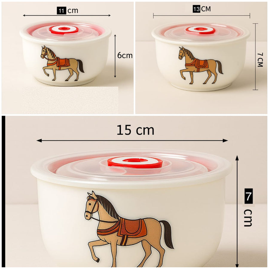 set of 3 Ceramic  serving Bowl Set with Air tight Lids