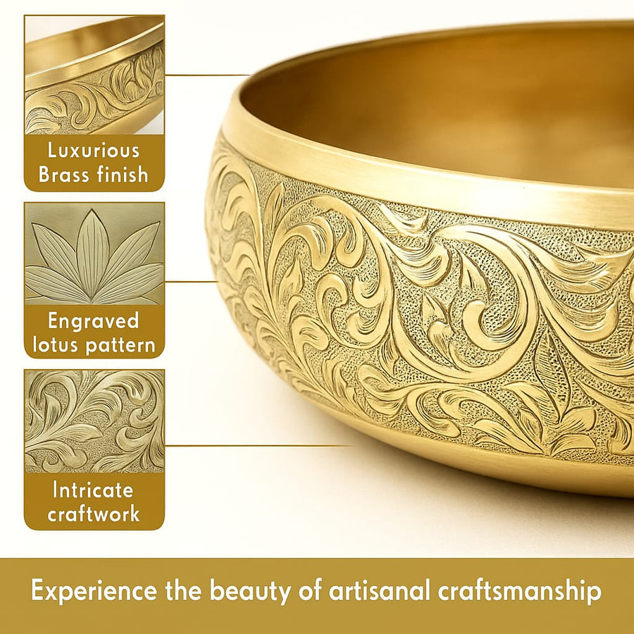 Decorative Brass Metal Urli Bowl with Floating Candles & Flowers