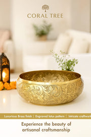 Decorative Brass Metal Urli Bowl with Floating Candles & Flowers