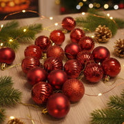 Coral Tree Red Ornament Set – 20 Glossy & Ribbed Balls