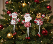 Coral Tree Set of 3 Christmas Ornaments – Santa, Reindeer & Snowman