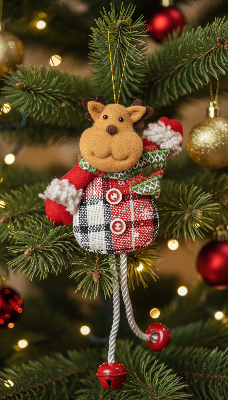 Coral Tree Set of 3 Christmas Ornaments – Santa, Reindeer & Snowman