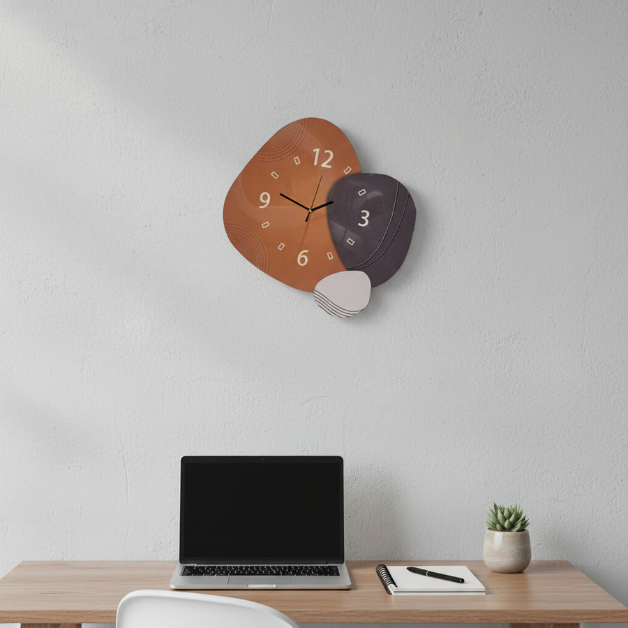 Abstract Modern Designer Wall Clock | Artistic Dual-Tone Wall Décor Clock | 42 × 40 cm