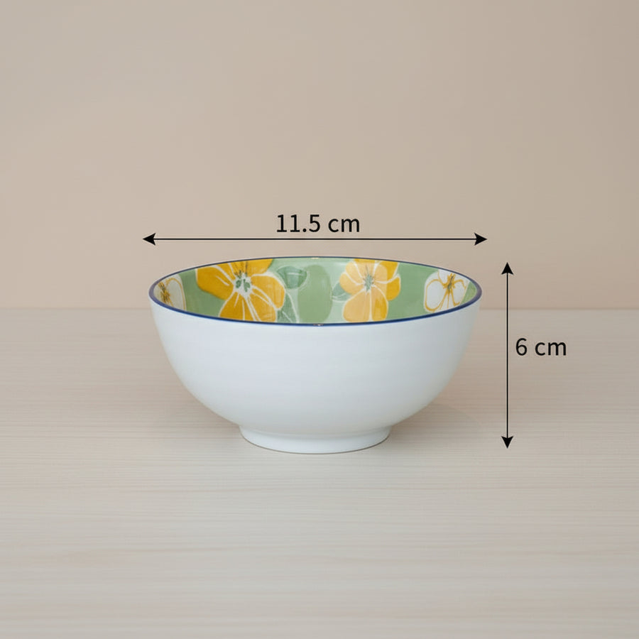 Coral Tree Set of 6 Ceramic Bowls | Hand-Painted Floral Design